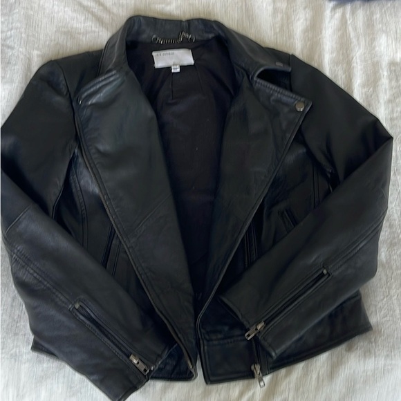 Muubaa Sabik Leather Biker Jacket in Black US 8 100% Sheep Skin - Picture 8 of 17